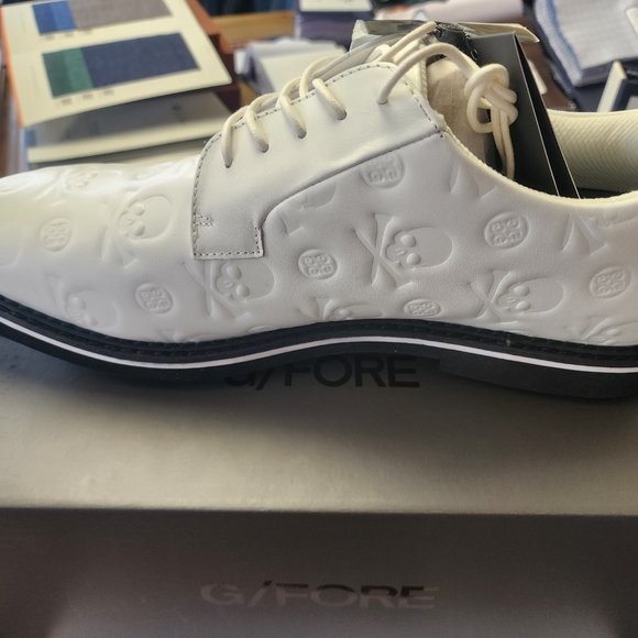 G/FORE Skull Embossed Gallivanter Men's Golf Shoe - White/Black Size 13 - Picture 5 of 7